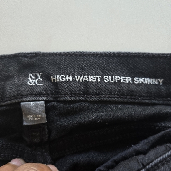 Ny&C Jeans Women Size 6 Black 28x30 Light Wash High Rise Distressed Skinny - Picture 7 of 11
